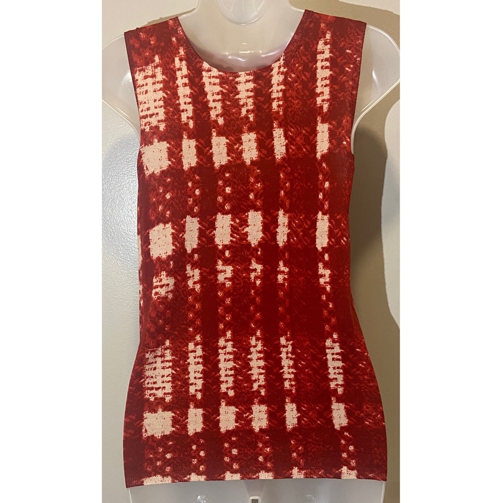 Scoop Neck Soft Tank size S Cashmere / Linen blend Burgundy Beige Top